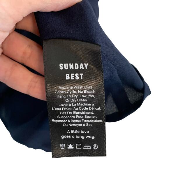 Anthropologie Sunday Best Navy Blue Sleeveless Ruffled Mini Dress - Picture 7 of 10